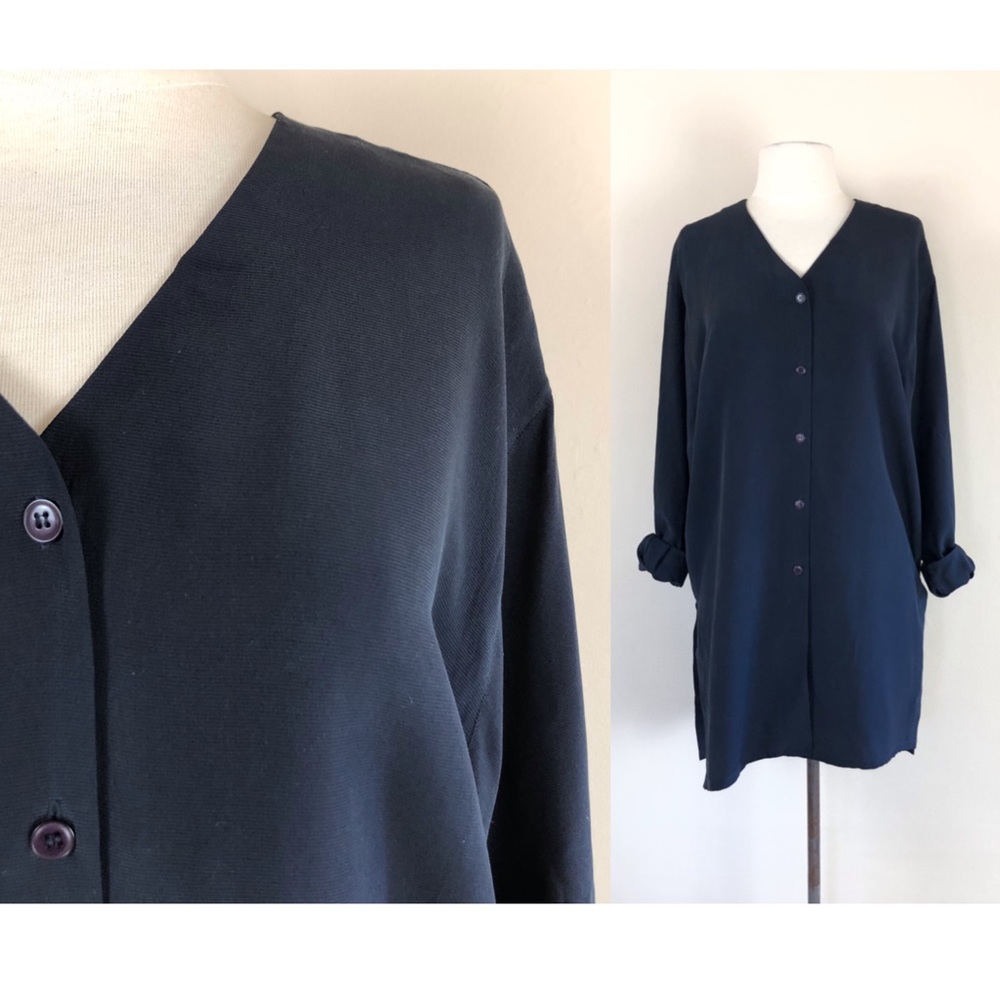 vintage 90s silk modern tunic matte silk shirt dress minimalist grunge normcore